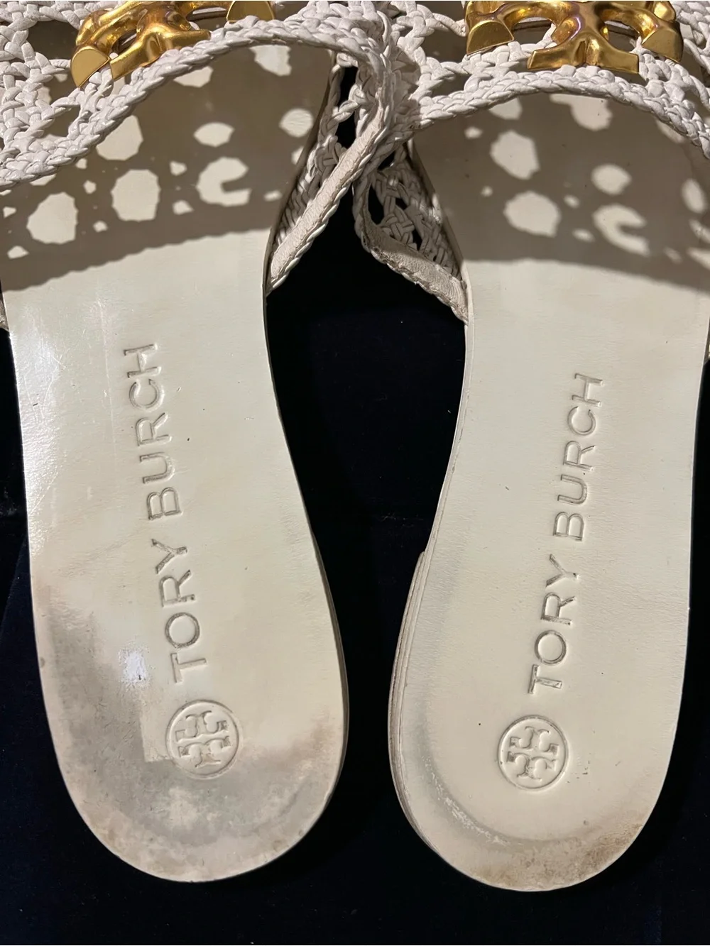Tory Burch Eleanor Woven Leather Slides Size 9.5